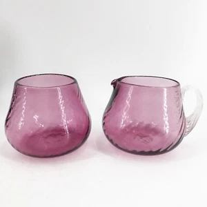 Vintage Pilgrim Glass Cranberry (Red) Charleston Open Sugar Bowl & Creamer Set - Picture 1 of 11