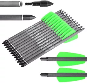 12X Carbon Arrows Bolts 7.5'' 15" Screw 100gr Broadhead Archery Mini Bow Hunting - Picture 1 of 14