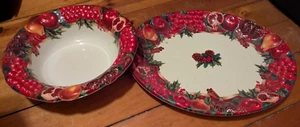 Winter Bloom 17 3/4" Serving Platter and 13" Lg Bowl (Plastic) - Picture 1 of 6
