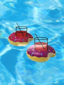 Bigmouth Inc Pool Party Getränkeboote Schwimmer rosa/lila Donut 2er-Pack - Bild 1 von 3