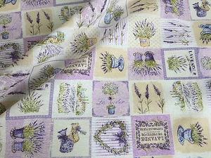 Tela de algodón con estampado de lavanda francesa lila cortinas florales tapi... - Imagen 1 de 5