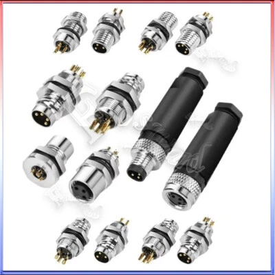 M8 Sensor Connector 3/4 Pin Male/Female Aviation Plug/Socket PG7 IP67 Waterproof - Image 1 of 4