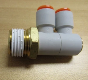 Lot of 8 SMC 5/16" 8mm Tube OD x 1/2" NPT Male Double Elbow Fitting KQ2VD09-37A - Picture 1 of 8