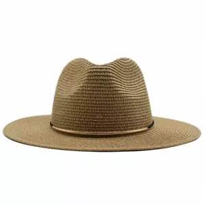 1pc Panama Fedora Straw Hats Wide Brim Visor Hat Women Fashion Headwear Accessor - Picture 1 of 19