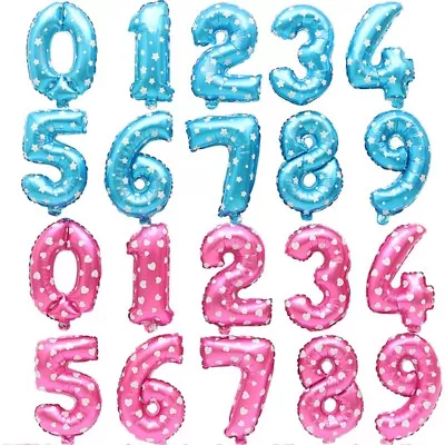 Zahl Luftballon XL 75CM Nummer Folienballon Kinder Geburtstag Deko Blau Rosa - Bild 1 von 4