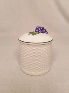 Vintage Condiment Jar Lord & Taylor Porcelain Basketweave Grapes no spoon - Picture 1 of 8