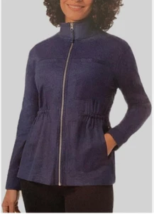 32 Degrees Linen Jacket Women's X-Large Blue Blend Full Zip Lightweight New - Picture 1 of 1