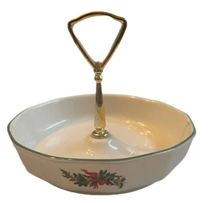 Pfaltzgraff Christmas Heritage Tree Bowl Holly Handled Serving Tidbit Candy Dish - Picture 1 of 6