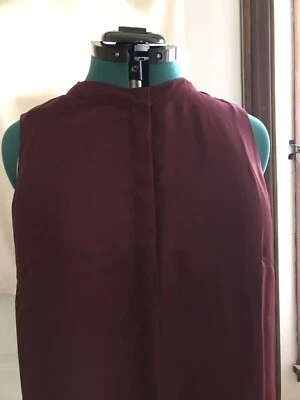 EUC Kathleen Kirkwood L Beautiful Maroon Hidden Placket Button Up Blouse w/Scarf - Imagem 1 de 4