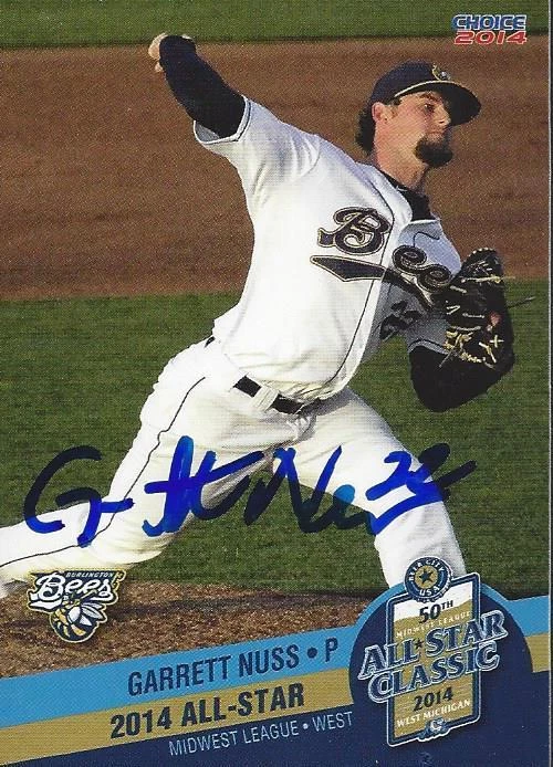 Garrett Nuss 2014 Midwest League All Star Burlington Bees Signed Card  - Image 1 of 1