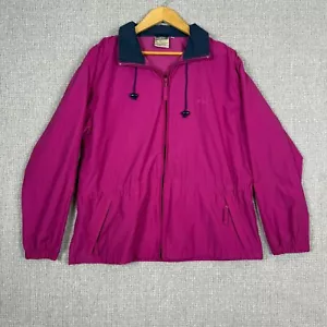 Vtg LL Bean Windbreaker Jacket Hooded Lightweight Pink Purple Sz M Chore Gorp - Picture 1 of 18