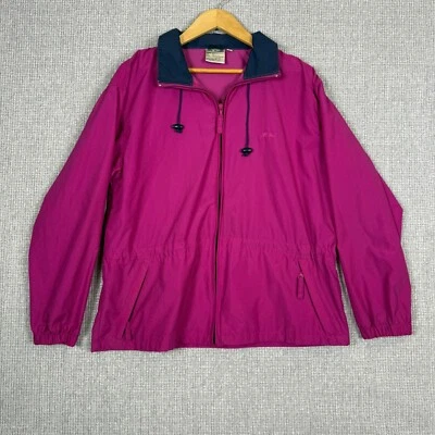 Vtg LL Bean Windbreaker Jacket Hooded Lightweight Pink Purple Sz M Chore Gorp - Image 1 of 4