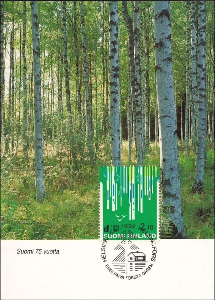 Birch Forest Landscape Finland Independence 75 Years Finland Mint Maxi FDC 1992 - Image 1 of 1