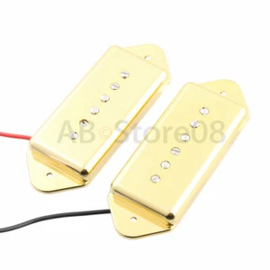 A Pair Of P-90 Dog-ear Guitar Pickup Neck/Bridge 50mm/52mm Gold - Picture 1 of 6
