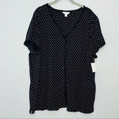 Top de pijama de algodón manga corta Charter Club negro XXL  Foto 1 de 4