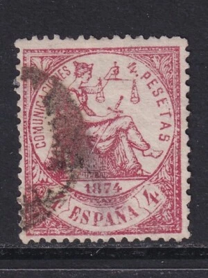 Spain 1874 MI 143 CANC VF / CAT VALUE $440 - Image 1 of 2