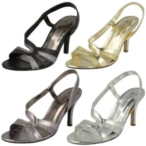 Damen Anne Michelle Glitzer Detailliert Riemen Hoch Absatz Sandalen F1R0158 - Bild 1 von 37