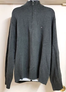 Maglione da uomo Tommy Hilfiger logo quarto cerniera X grande grigio nuovo con etichette - Foto 1 di 10