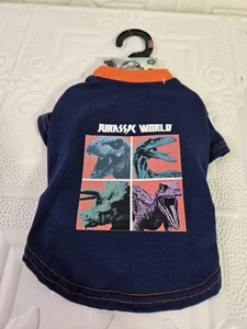 T-shirt dinosauro Jurassic World film nuova con etichette vestiti per cani abbigliamento per animali domestici taglia XS  - Foto 1 di 8