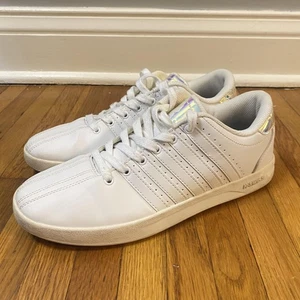 K-Swiss Shoes Womens Size 10 White Holographic Heel Tongue Court Low 97163-169-M - Picture 1 of 11