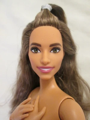 Nude Barbie Made to Move Fashion Doll Yoga Posable Curvy Body Smiling Brunette - Image 1 of 4