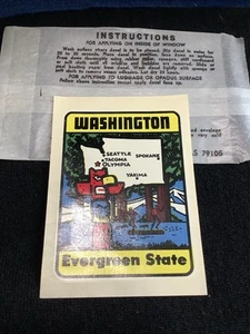 Vintage Washington Evergreen State Travel Decal 1950s Souvenir Luggage SEATTLE - Picture 1 of 3