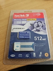 SanDisk 512MB New Memory Stick PRO Duo with Memory Stock PRO Adaptor Camera Card - Picture 1 of 3