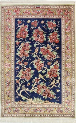 Original Handgeknüpfter Perserteppich Ghom, Qom Reine Seide  160 cm x 107 cm - Bild 1 von 4
