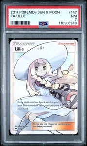 2017 Pokemon Sun & Moon Base  Lillie 147/149 Full Art Trainer PSA 7 NM - Picture 1 of 2