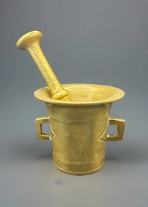 Antiguo mortero y mortero de latón macizo pesado boticario de farmacia grande - Imagen 1 de 14