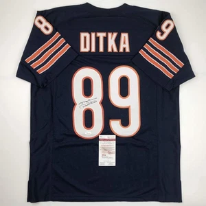 Autographed/Signed MIKE DITKA Chicago Blue Football Jersey JSA COA Auto - Picture 1 of 4