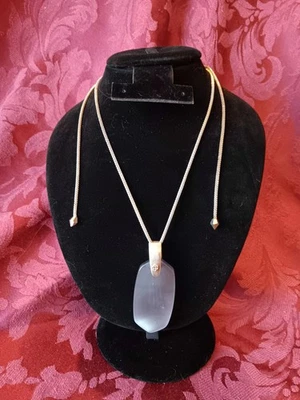 Ожерелье регулируемое слайд серебристого цвета Kendra Scott Inez темно-серое кошачий глаз - Изображение 1 из 3