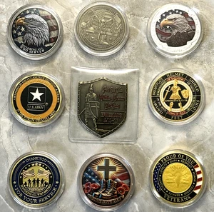 9 PCS Different Styles US Military Challenge Coins-*Marines-Army-Navy-Air Force - Picture 1 of 11