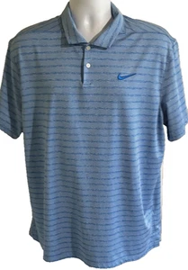 Nike Dri-FIT Polo Shirt Mens XL Blue Stripe Golf Performance Stretch AT8782-430 - Picture 1 of 11