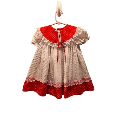 Vestido vintage de lunares suizos talla 3T Navidad JC Penney para niños pequeños  Foto 1 de 3