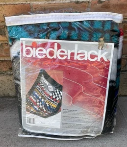 VINTAGE 80'S 90'S BIEDERLACK OF AMERICA FUNKY COLORFUL "CHAOS" 60x80 BLANKET NEW - Picture 1 of 6