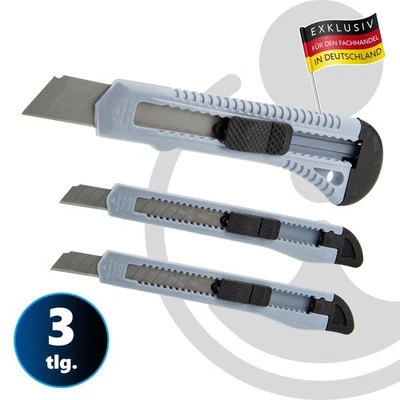 MASTERPROFF PROFESSIONAL Cuttermesser Set 3-tlg. Abbrechmesser 1x18mm + 2x9mm Ab - Bild 1 von 2