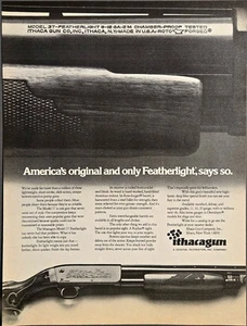 1973 VTG PRINT AD - ITHACAGUN GUN CO. AD - MODEL 37 - FEATHERLIGHT 12 GAUGE AD - Picture 1 of 1