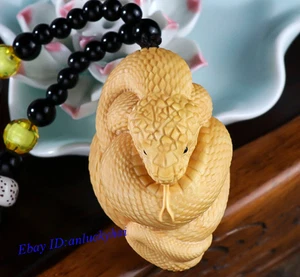 Statuina Netsuke in legno di bosso intagliato a mano 2" intaglio: serpente - Foto 1 di 5