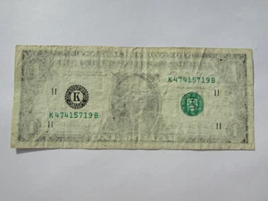 1988 U.S. one dollar bill missing 2nd print on obverse PRINTING ERROR - Picture 1 of 3