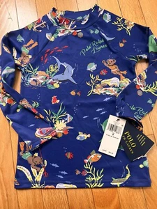 Polo Ralph Lauren Boy's Printed Long-Sleeve Rashguard Size 5 5T Swimsuit Shirt - Picture 1 of 7