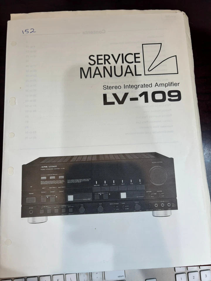 Manual de reparación y servicio original Luxman LV-109 LV109 152 240 **ORIGINAL** Foto 1 de 1