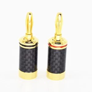 100pcs Gold Plated 4mm Banana Plug Speaker Audio Connector Black Carbon Fiber - Picture 1 of 9