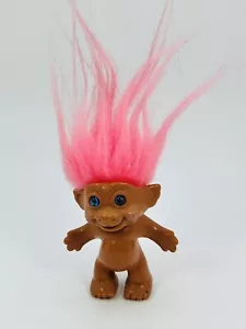 "Muñeca Troll Vintage Pelo Rosa Ojos Azules Etone Corea 3""" - Imagen 1 de 7