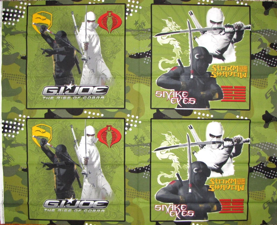Tela con panel de almohada de algodón GI Joe Rise Of Cobra Army Toys 35"X44" verde Foto 1 de 1