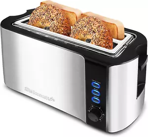 ECT-3100 Tostapane a Fessura Lunga 4 Fette, Riscaldare, 6 Impostazioni Toast, Scongelare, Annulla Fu - Foto 1 di 12