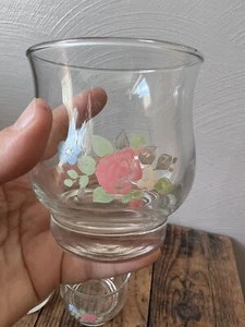Libbey (Pfaltzgraff) "TEA ROSE" Glass Tumblers 8 oz. Tulip Style Set Of 4 - Picture 1 of 3