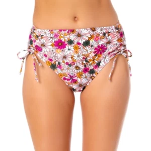 California Waves Juniors Medium Floral High Waisted Side Tie Bikini Bottoms 1587 - Picture 1 of 6