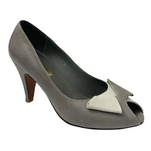 Zomp Womens Pumps Leather Two Toned Bow Peeped Toed Shoes Size EU 37 AU 6 - Picture 1 of 10