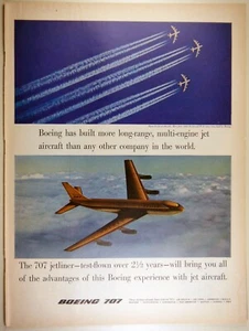 Anuncio impreso de revista grande página completa Boeing 707 Jet Aircraft 1957 vintage: ¡NUEVO JET! - Imagen 1 de 1
